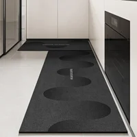 Kitchen Floor Mat Pvc Waterproof Leather Carpet Black Carpets Long Foot Mats Non-slip Oil-proof Modern Home Decoration Rug 주방 카펫 2