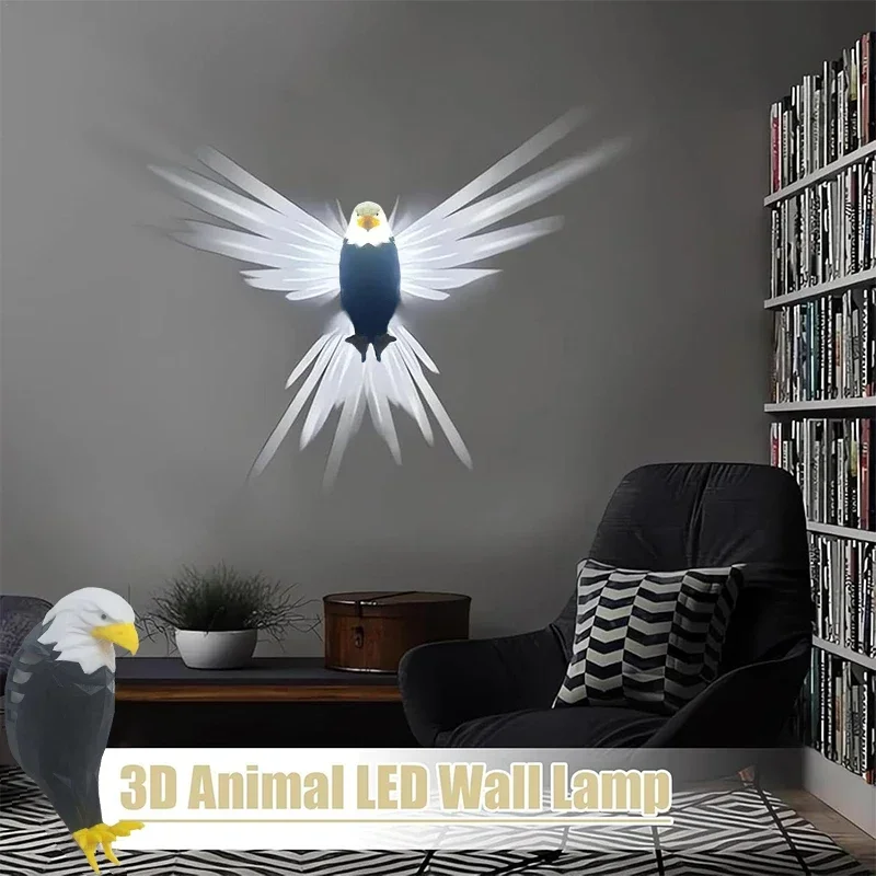 Wall Light LED Wall Lamp 3D Wall Lamp Eagle Shape Projector Modern Creative Atmosphere Lamp 3D Print Body Animal Lighting Halloween Christmas