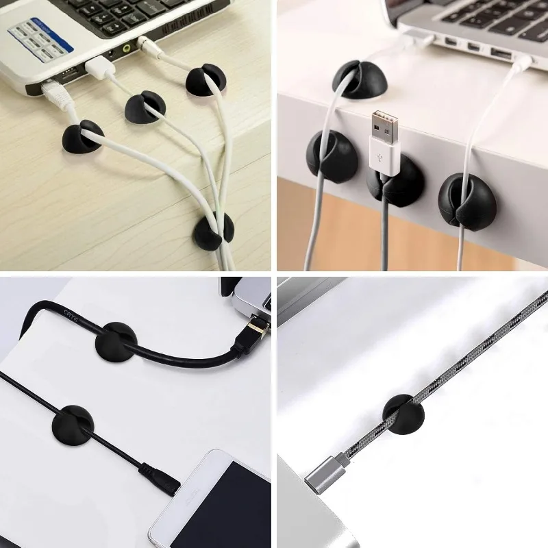 Cable Organizer 20/10PCS Self-adhesive Wire Fixer Cable Holder Silicone Data Lines Desktop Management Compatible Clips Stickers