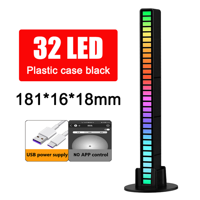 Light 32 LED-Bit RGB APP Control Voice Activated Sound Lamp Audio Spectrum Bar Pickup Music Ambient Lamp For Computer Car