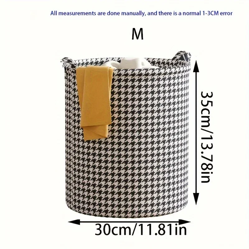 A foldable elegant checkered textile laundry basket handle suitable bedrooms living rooms random patterns laundry basket portable hamper portable storage basket