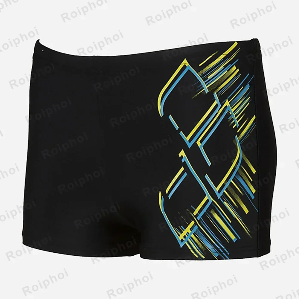 Mens Square Leg Athletic Swim Jammers Durable Training Splice Team Swimsuit Men Swimming Trunks Neon Size Xs-2xl
