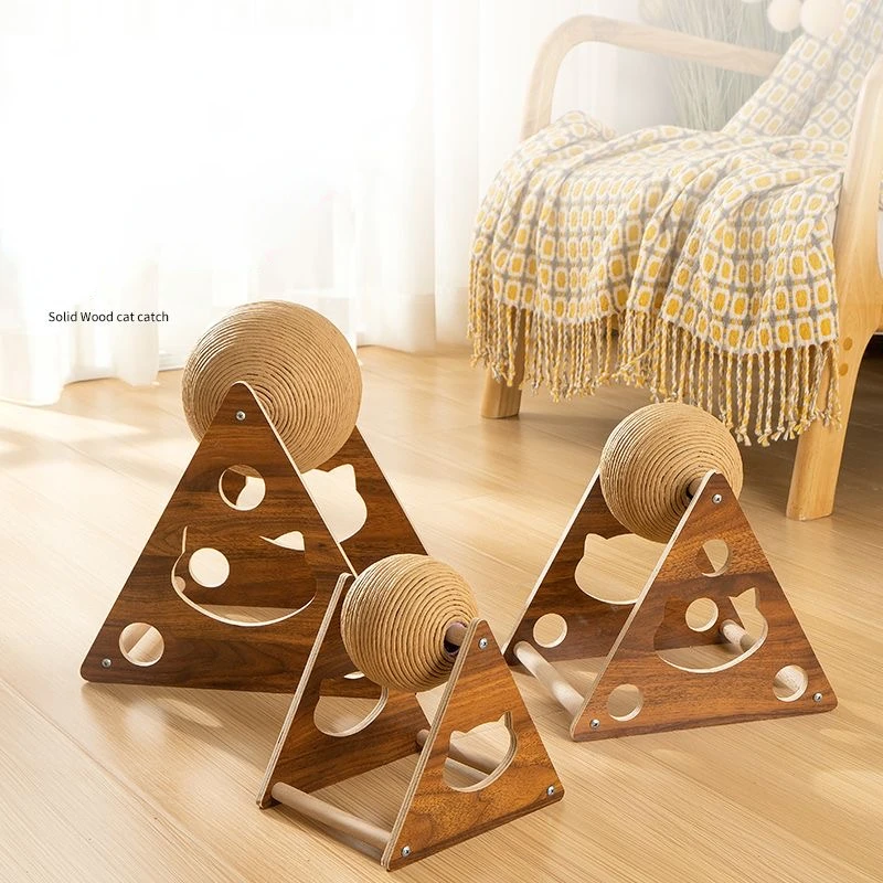 Cat Scratching Ball Toy Wood Cat Toys Pet Furniture Supplies Pets Cat