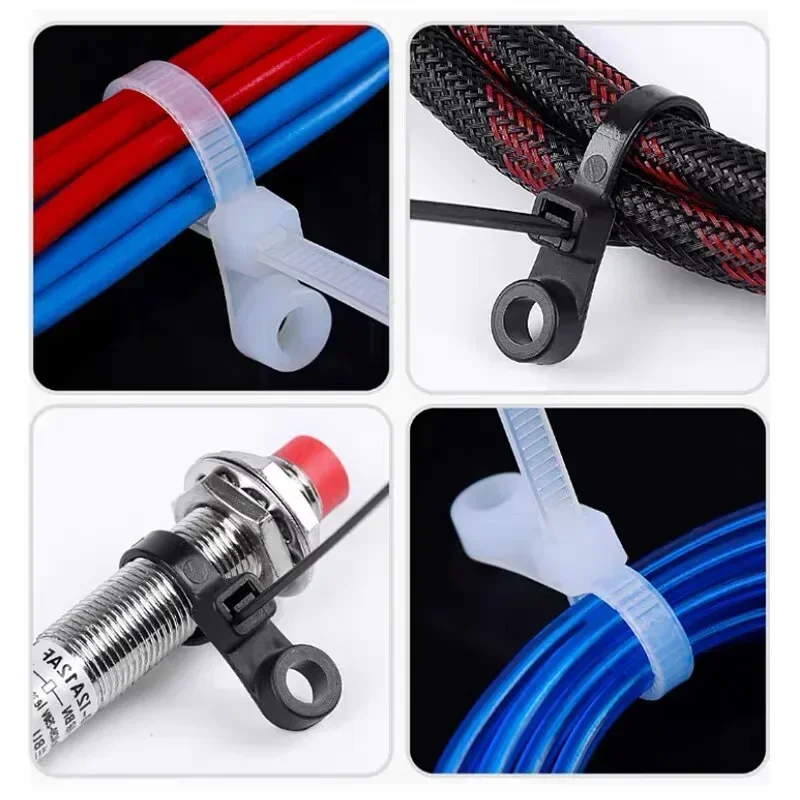 100/500PCS Screw Hole Nylon Cable Ties Self-locking Cord Ties Straps Fastening Loop Reusable Plastic Wire Ties Office Supplies - Image 6