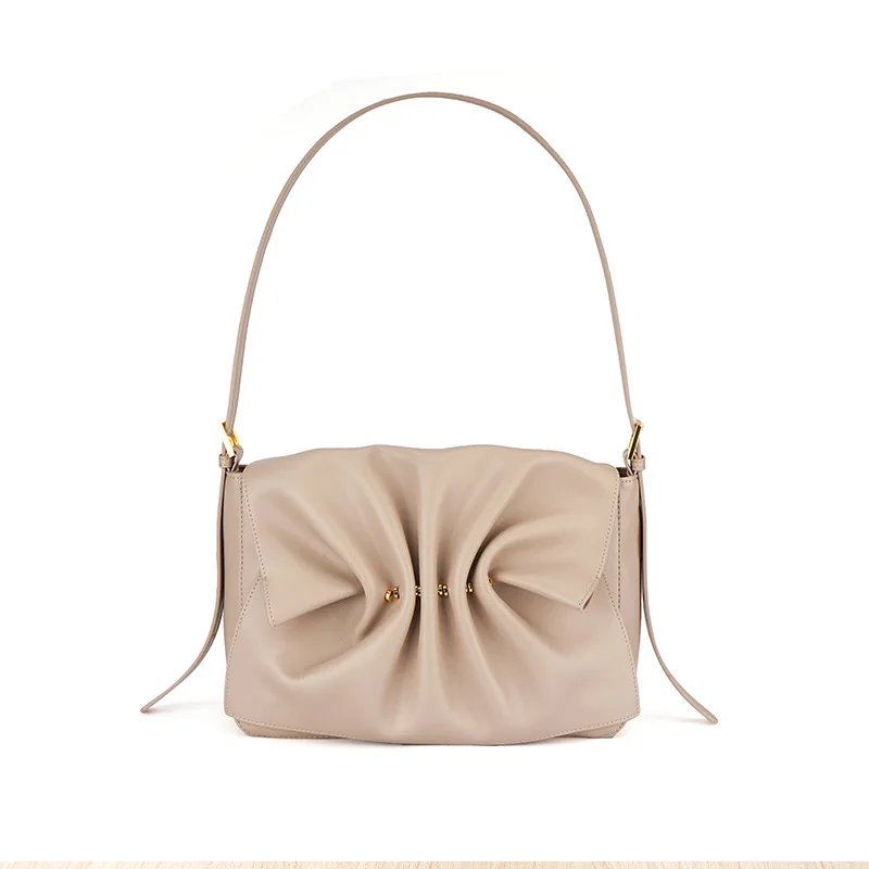 New luxury three-dimensional butterfly fold cloud underarm bag designer brand fashion soft cowhide shoulder bag large capacity r