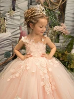 FATAPAESE 3D Floral Embroidery Child Bridesmaid Flower Girl Dress for Wedding Fluffy Ball Gown Kid Princess Evening Prom Party 6