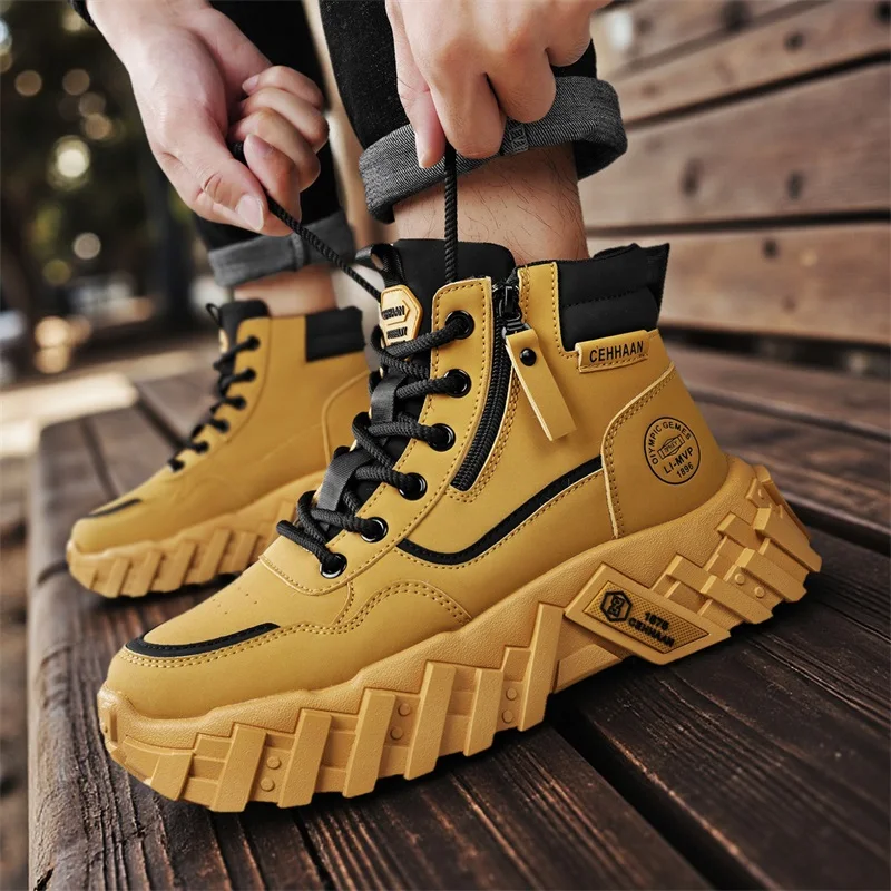 Botines altos de hombre para invierno con forro casuales_voghion.com
