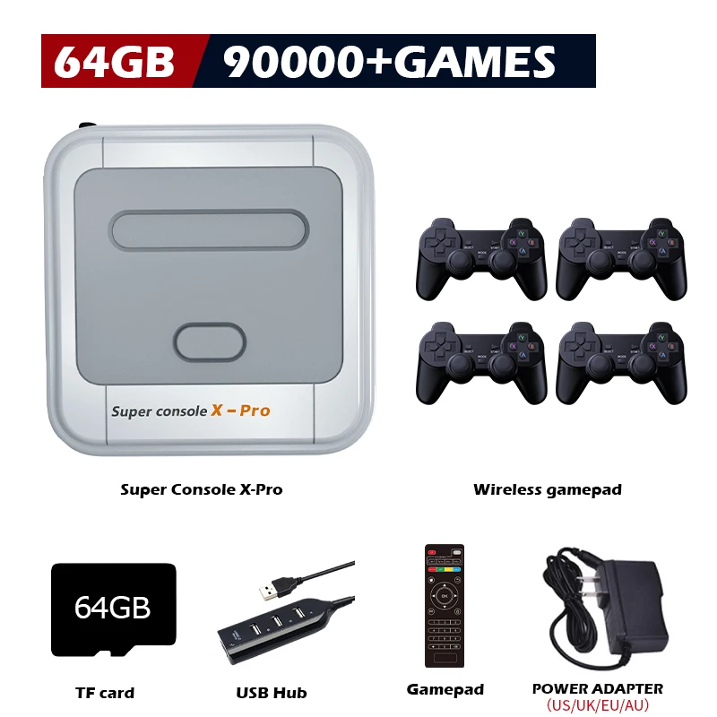 Super Console X Pro Retro Video Game Console Built-in 50+ Emulators 117000+Games for PSP/PS1/N64/DC 4K HD TV BOX with Controller 