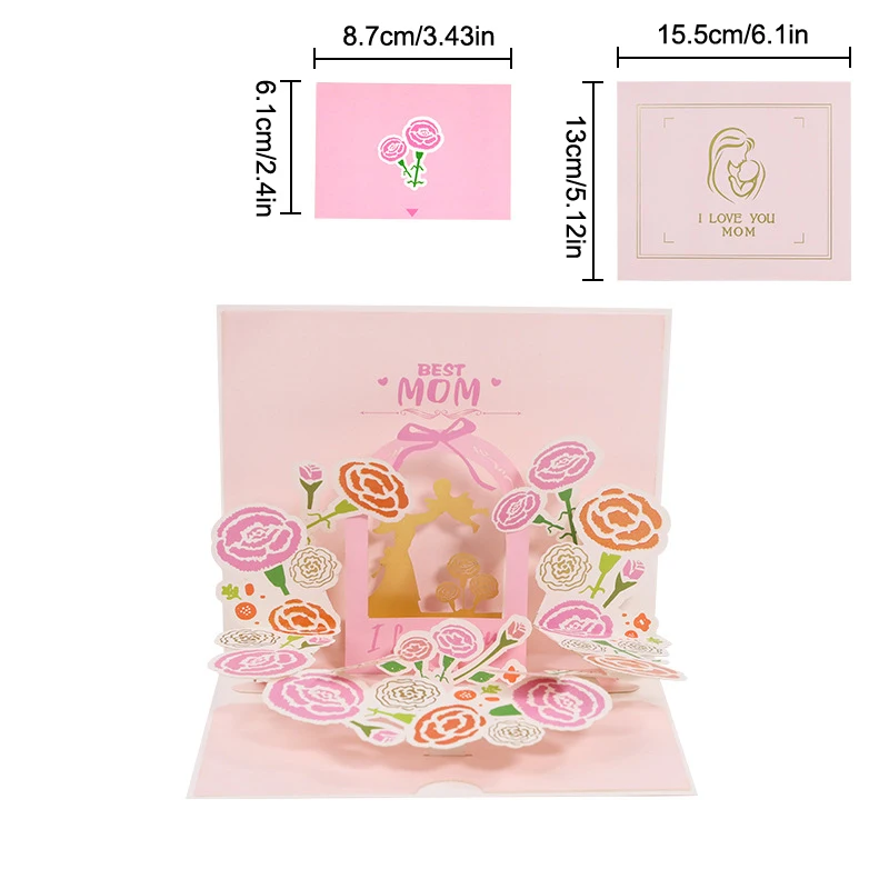 Happy Mother's Day Card Pop Up Mothers Day 3D Card Greeting Postcard Creative Postcard For Mom Wife Surprise Gifts