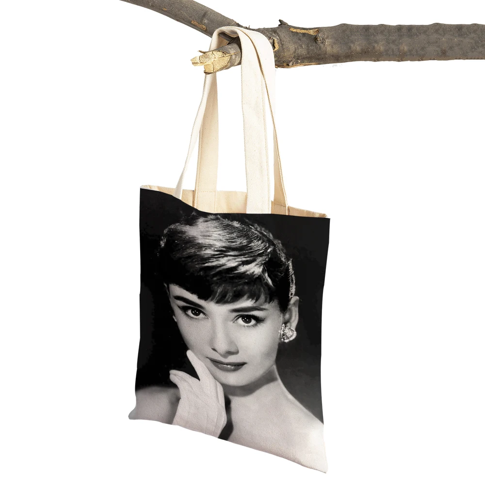Elegant Audrey Hepburn Celebrity Retro Women Shopper Bags Casual