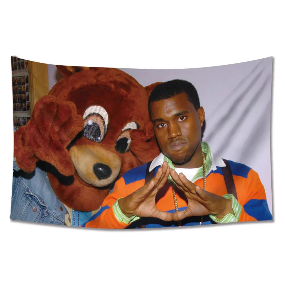 Kanyes West Rock Rapper Hang Cloth Tapestry Banners And Flags Bar Or Room Wall Decoration