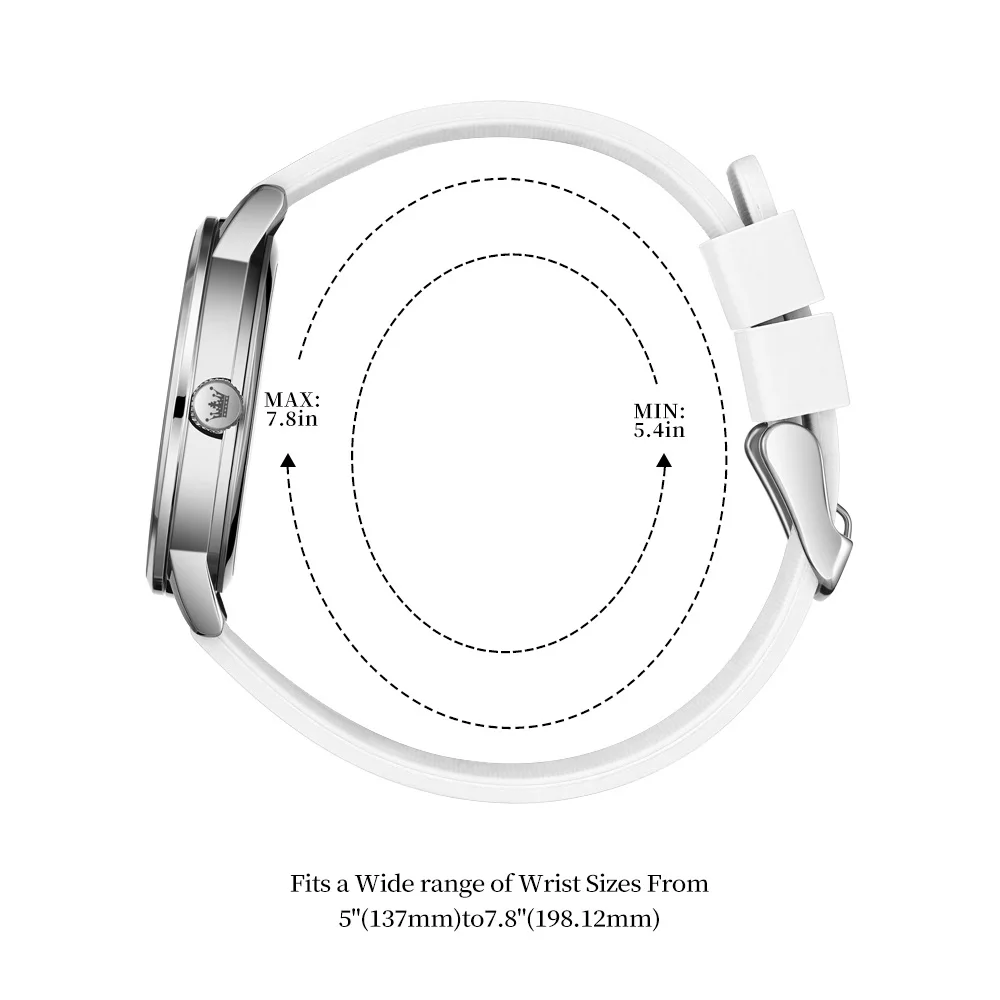 OELVS Original Quartz Watches for Women Stainless Steel Simple Women's Watch Silicone Strap Waterproof Luminous Wristwatch Reloj