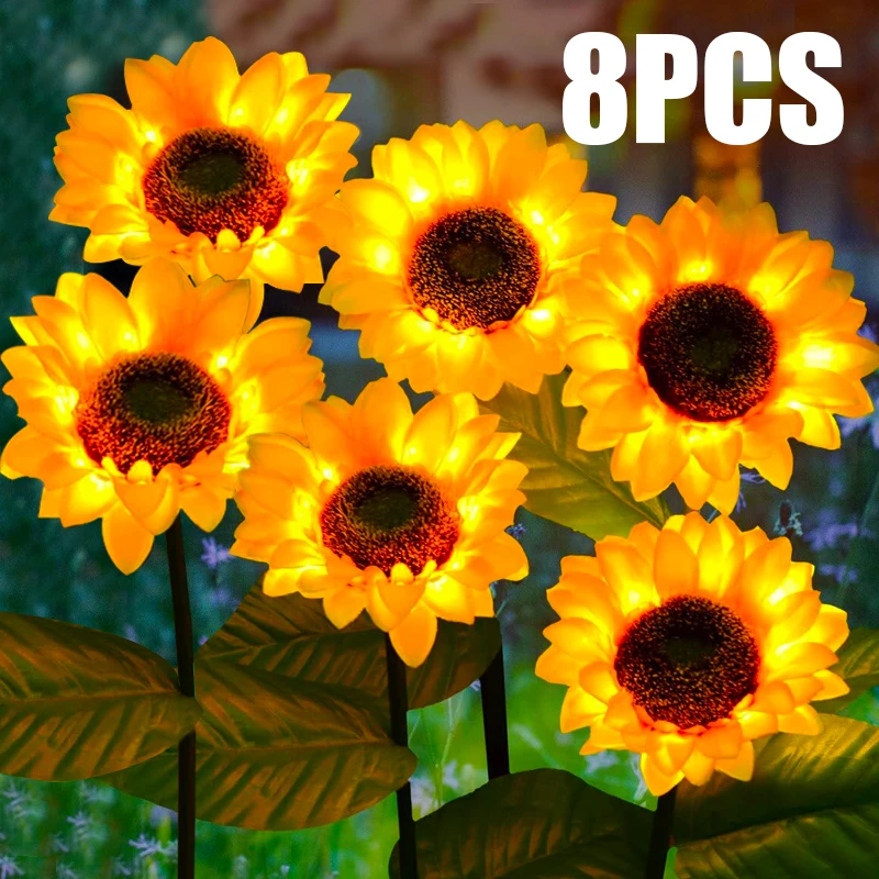 Solar SunFlower Lights Waterproof Garden Decoration Flower Lights Outdoor Yard Pathway Patio Decor Solar Lamp
