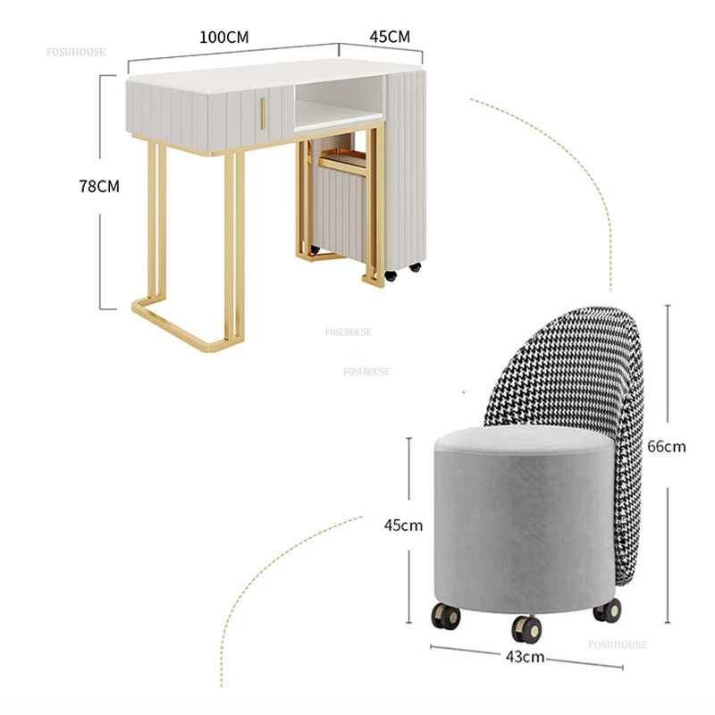 Nordic Commercial Furniture Nail Tables Simple Modern Cloakroom Manicure Table Fashion Hair Salon Multifunctional Storage Desk G