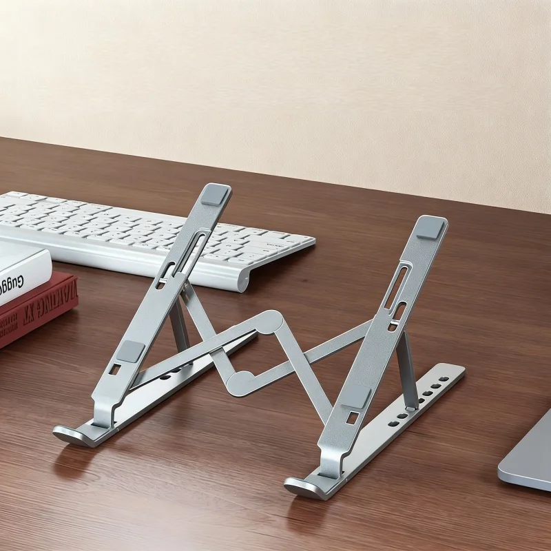 휴대용 듀얼 포크 접이식 알루미늄 합금 노트북 & 태블릿 스탠드, 높이 조절 가능 엘리베이팅 지지대