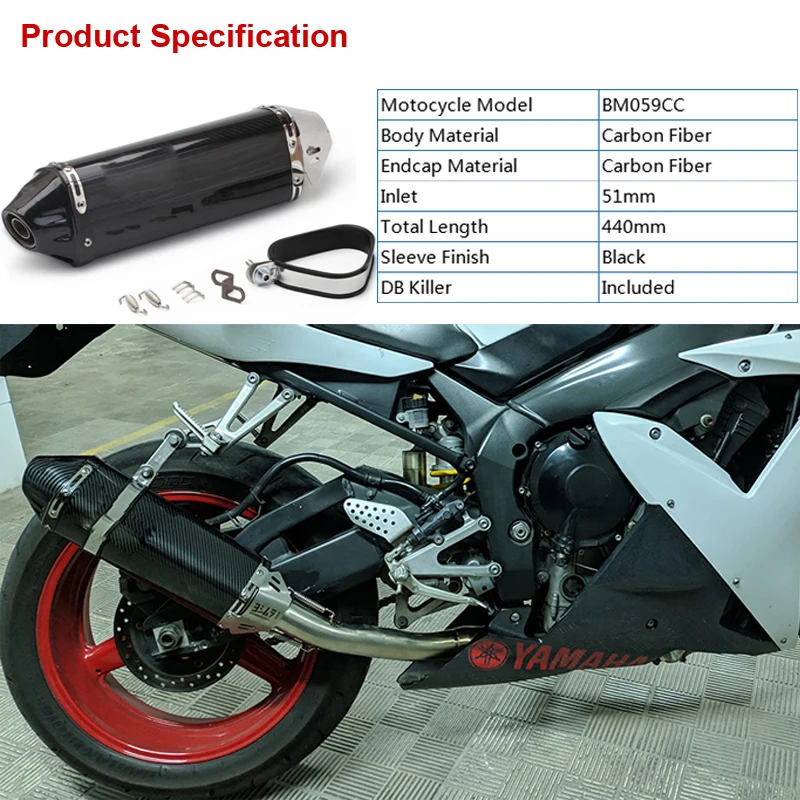 Universal Motorcycle Muffler For KTM Duke 390 RC390 Duke690 790 Exhaust Motorcycle Accessories Carbon Exhaust Z900 Ninja650 400 - Image 4