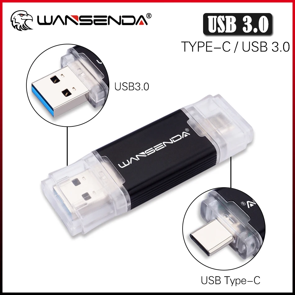 

WANSENDA TYPE C USB Flash Drive 512GB 256GB 64GB 32GB Cle USB 3.0 128GB USB Memory Stick for TYPE-C Mobile /Tablet /PC Pen Drive
