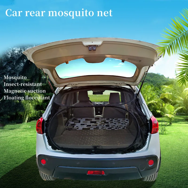 Ziciner Car Camping Tailgate Mosquito Net for SUV Tailgate, Magnetic Mount  with Elastic Band Zipper, Breathable Auto Camping Mesh Rear Shades for