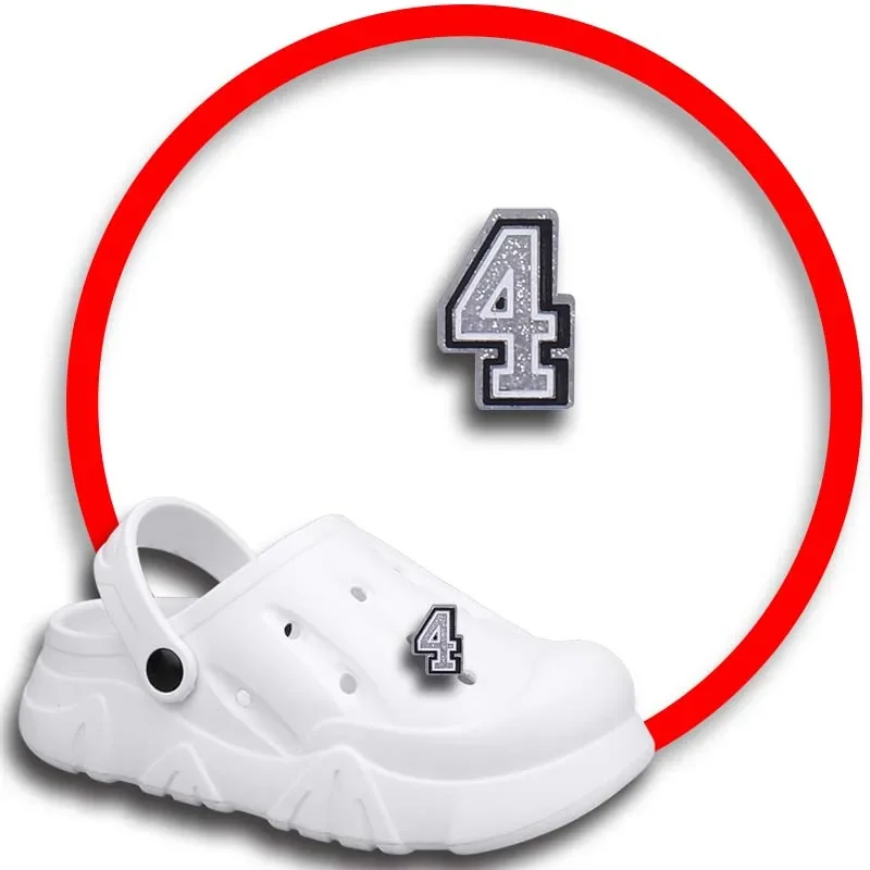 

1 шт. булавки для Crocs, шармы, аксессуары для обуви, серебряные украшения в виде цифр, джинсы, женские сандалии, пряжка, Детские сувениры, мужские значки