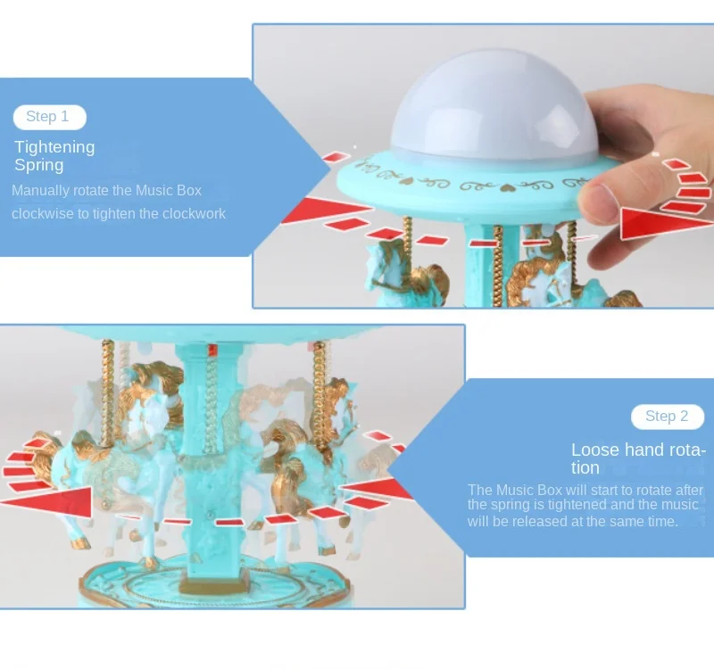 Creative Nordic Carousel Music Box Star Projection Light Luminous Music Box Home Desktop Decorative Arts and Crafts Holiday Gift music box,carousel music box