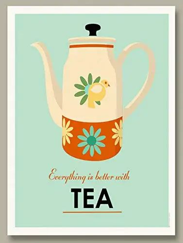 

Retro Vintage Everything is Better with Tea Metal Tin Sign Home Bar Cafe Retaurant Wall Decor Signs 12x8inch-Metal Tin Signs, Ho