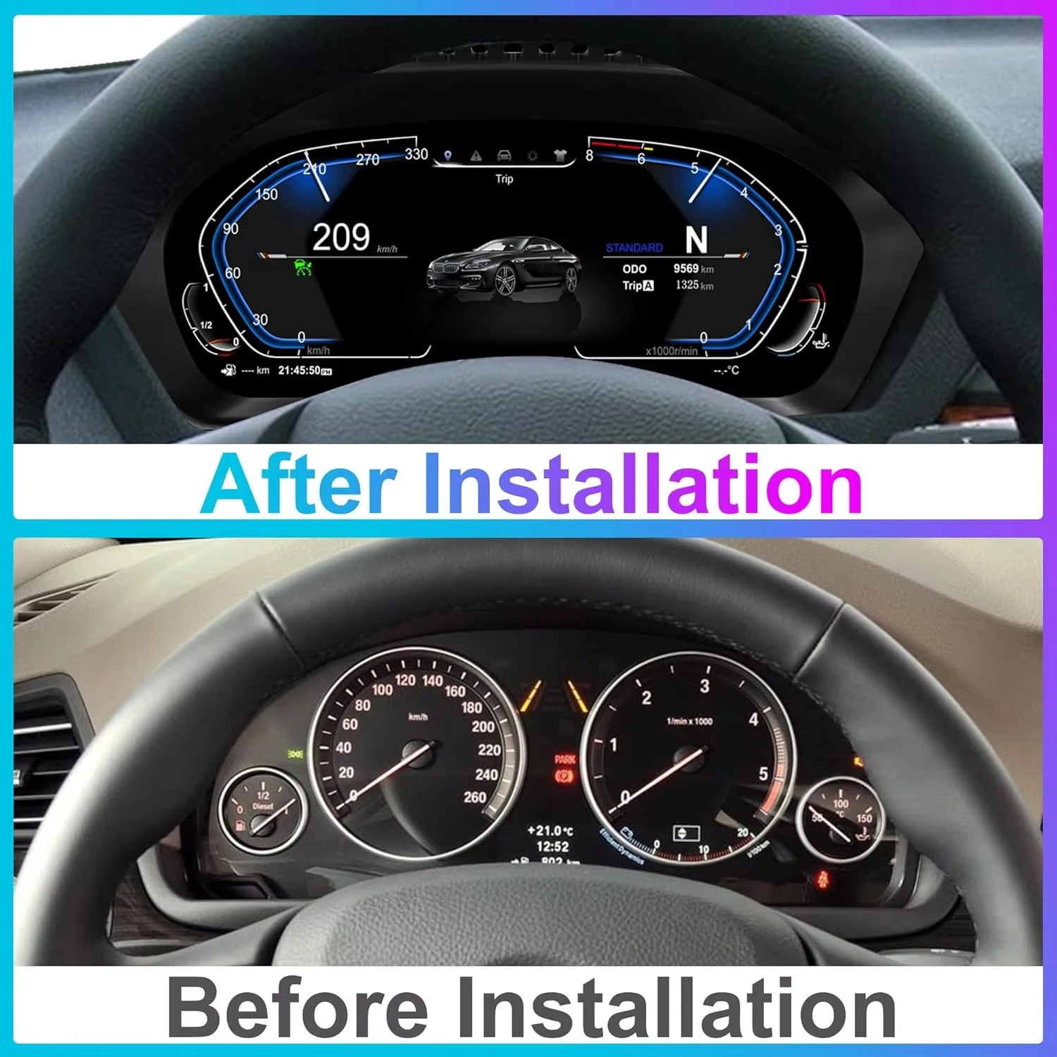 12.3"Cluster Digital Dashboard For BMW E60 E61 E63 E64 2003-2009 CCC CIC Odomete