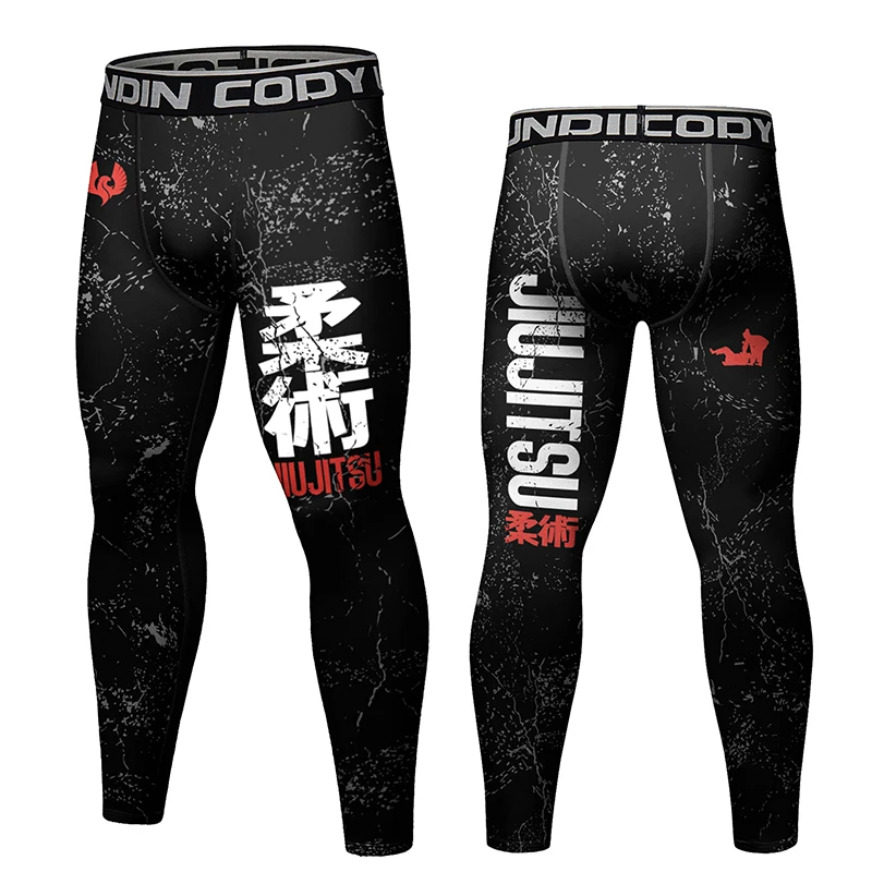 Mens Sports Pants Cody Lundin Printed Flower Fitness BJJ Jiu Jitsu Trousers Anti-UV Male Sublimation Exercise Jogging Running Leggings