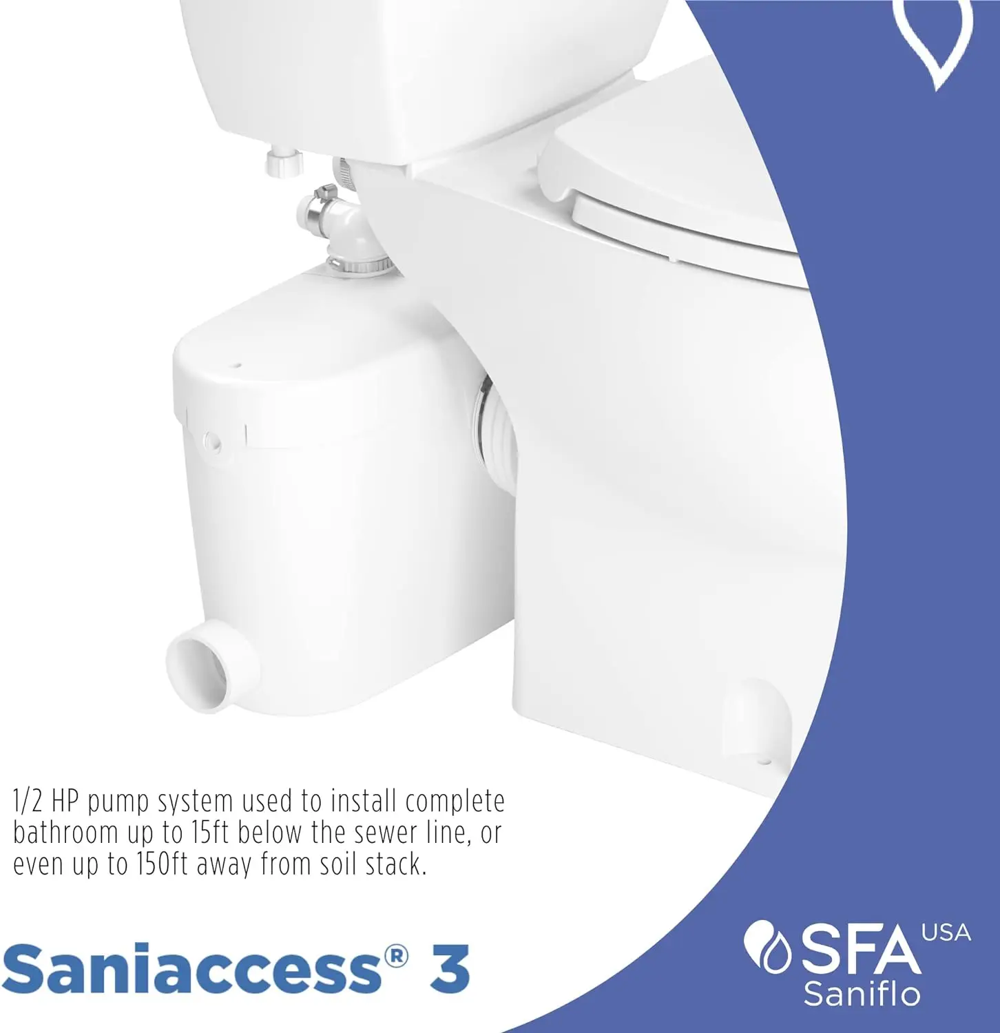 Saniaccess 3 Pump Full Bath Macerator Pump ResidentialBONUS FULL BATH Modern styleModern style and classic features are 2
