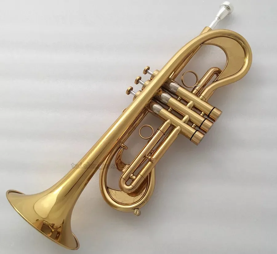 Professional Gold Trumpet Flumpet Horn B-Flat Monel Valves With Case