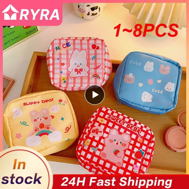 

1 ~ 8 шт. Милая женская прокладка для гигиенических салфеток, Хлопковая Сумка, держатель для кредитных карт, кошелек для монет, косметика, наушники, чехол, гигиенический пакет для хранения