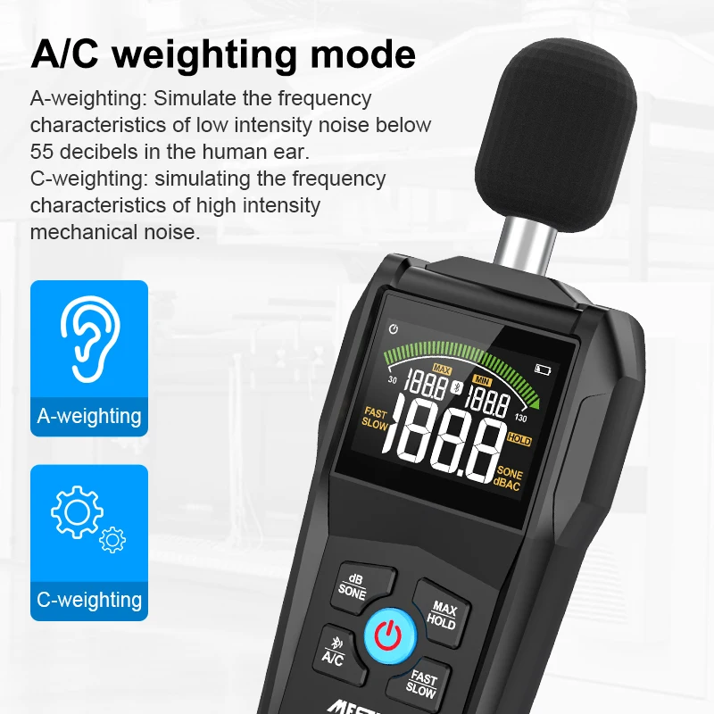 Digital Sound Level Meter 30~130dB Professional Sonometer Noise Tester Handheld Decibel Detector with Bluetooth Communication 5
