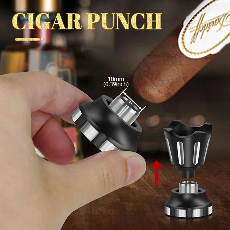 Cigar Tube Aluminum Metal Air Tight ,Smell-Proof Case Tube, Cigars Travel Case 3-in-1 Multifunctional with Cigar Holder&Punch