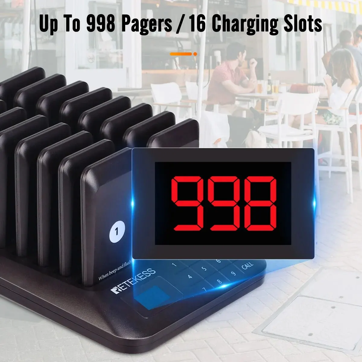 Retekess TD167A Restaurant Pager Wireless Calling System Vibrator Coaster Buzzer Call Bell For Food Truck Coffee Bar Hotel Club