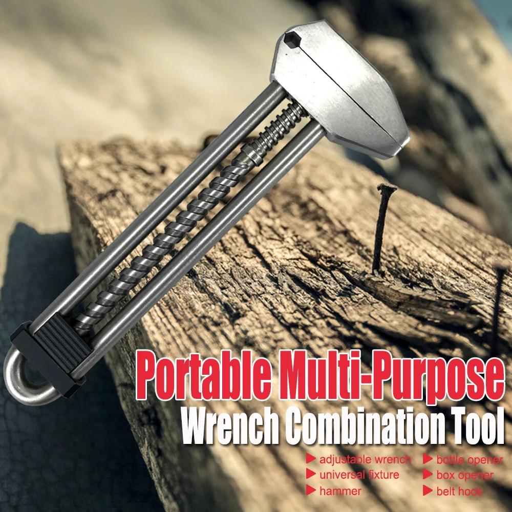 

Portable multi-purpose wrench combination tool bottle opener box opener