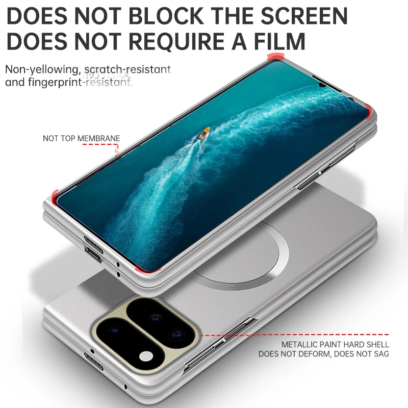 Sleek Frameless Magnetic Case – Metal Matte Finish, Slim Design, Wireless Charging Compatible
