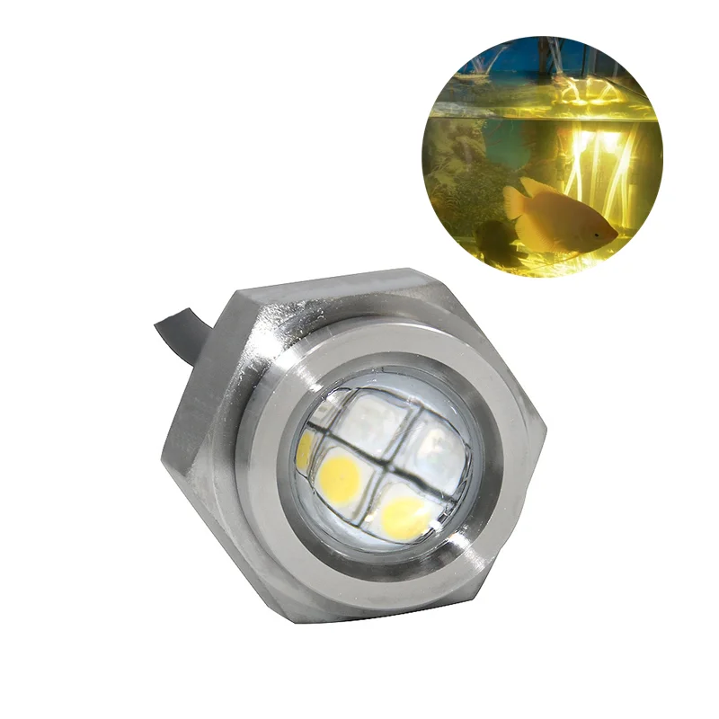 8W 1/2" NPT LED Drain Plug Boat Light DC12V 15V Drop Shipping Marine