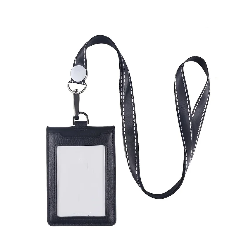 

2024 New Cow Leather Double Card Sleeve ID Card Holder Badge Case Clear Bank Credit Card Clip Badge Holder Accessories