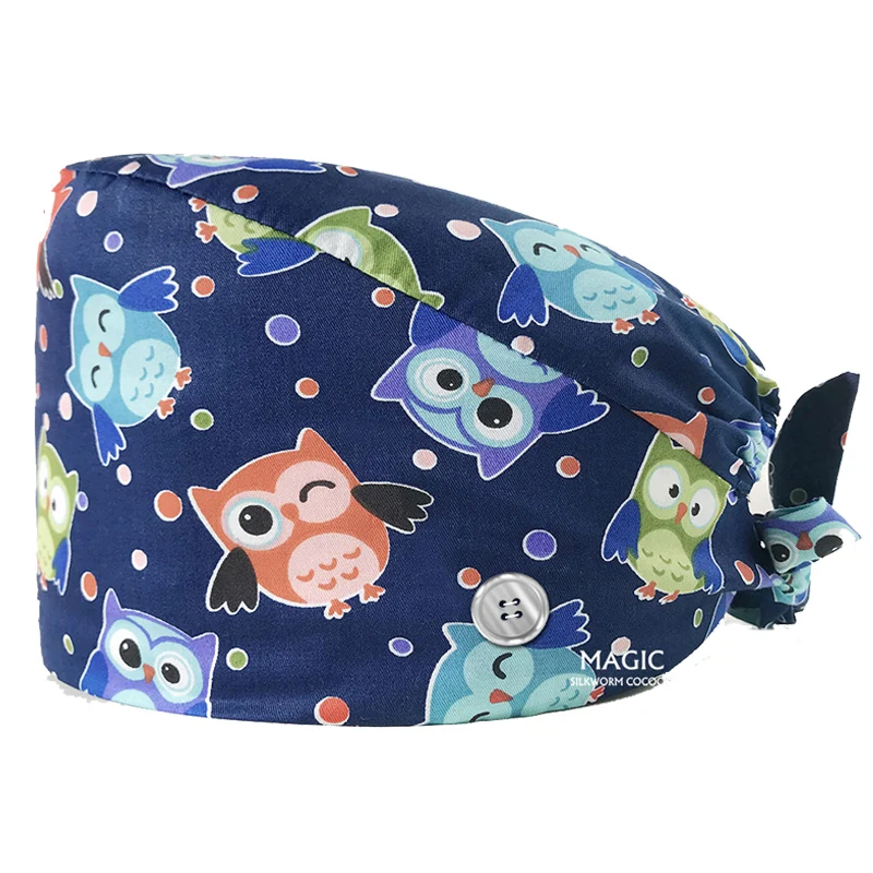Scrub Caps Women Cartoon Print Dentist Medical Surgical Caps Beauty Salon Nurse Pet Clinic Hats Operating Room Anesthetist Hat medical scrub hats