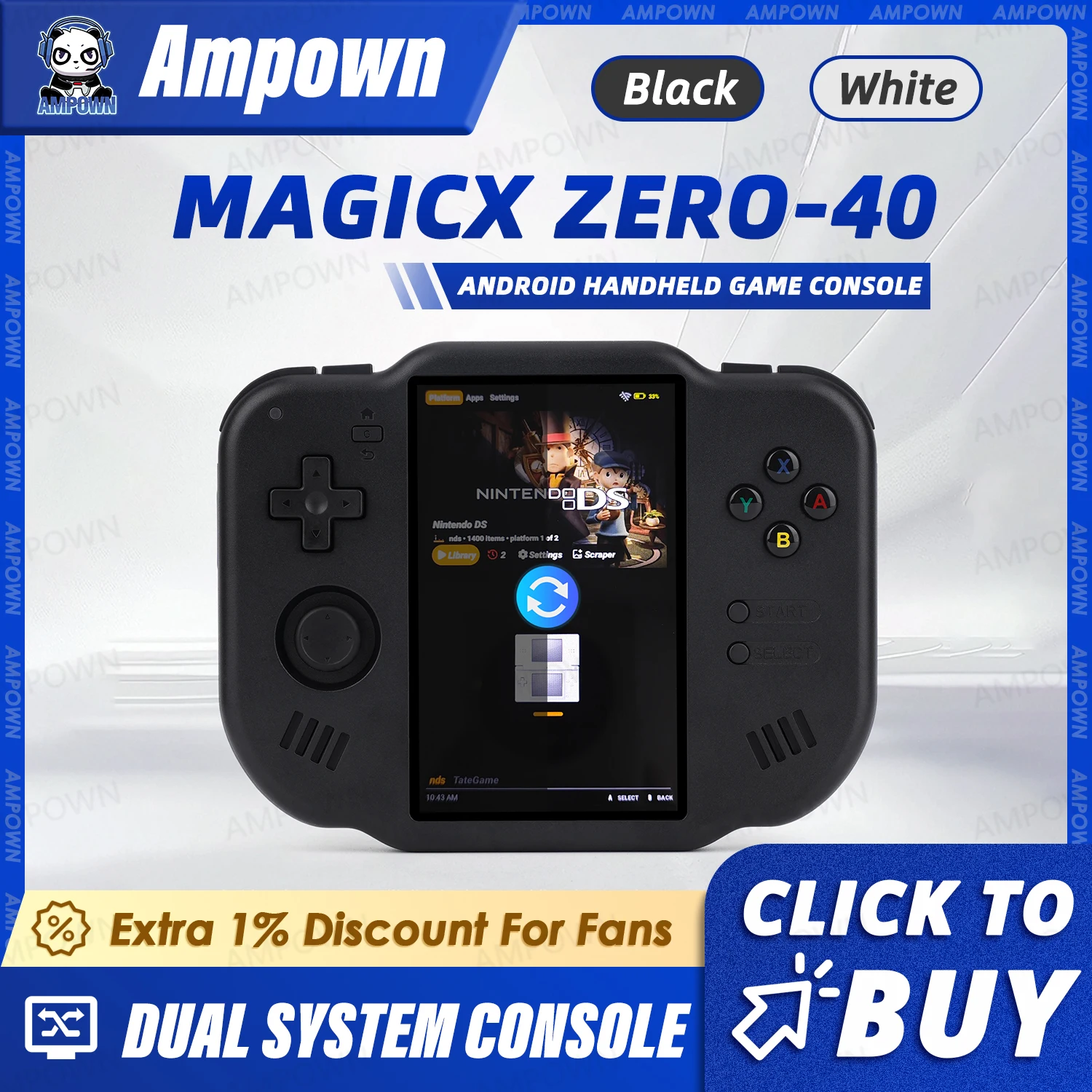 AMPOWN ZERO 40 Video Game Console 4'' IPS Multi-touch Screen Android System A133P Support Wifi Bluetooth Vibration Motor for NDS 1