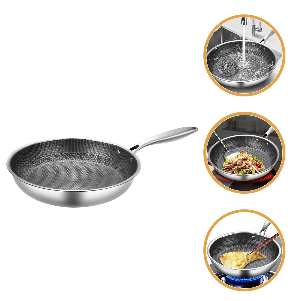 

Stainless Steel Wok Non Stick Honeycomb Double Sided Stir-fry Pan Non-stick Cookware Cooker New