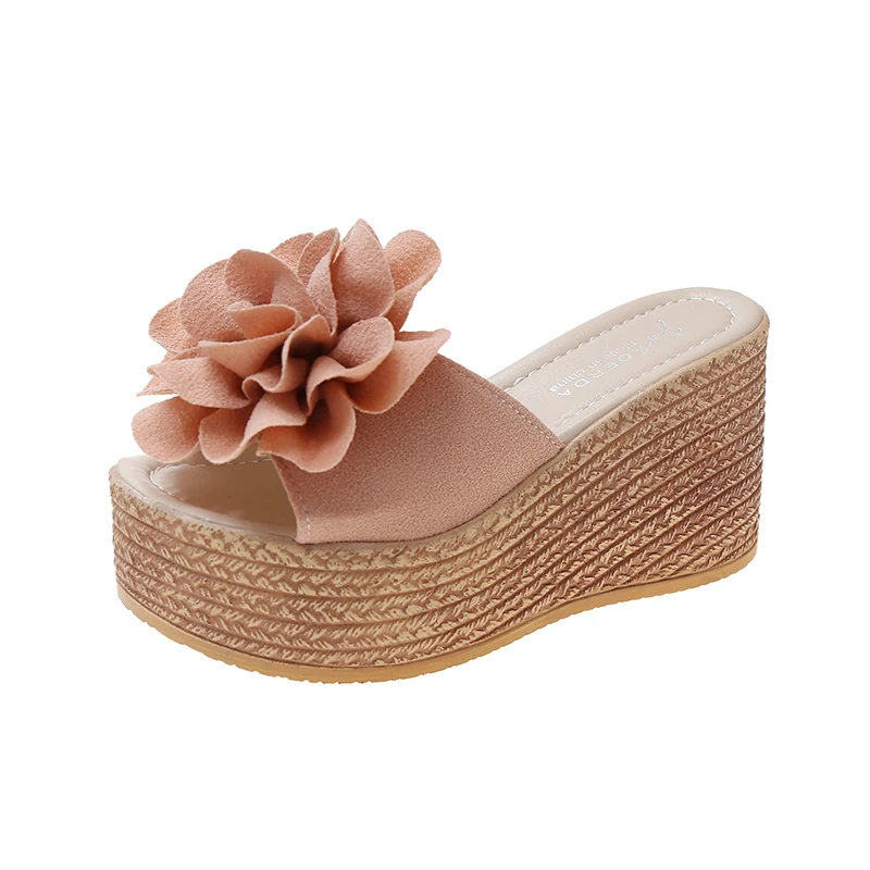 Damen Keilsandaletten 2026 – Neue Sommer Slip-on High-Heel Fashion Damenschuhe – Bequeme Blumen-Outdoor-Plateau-Sandalen – Detail 7