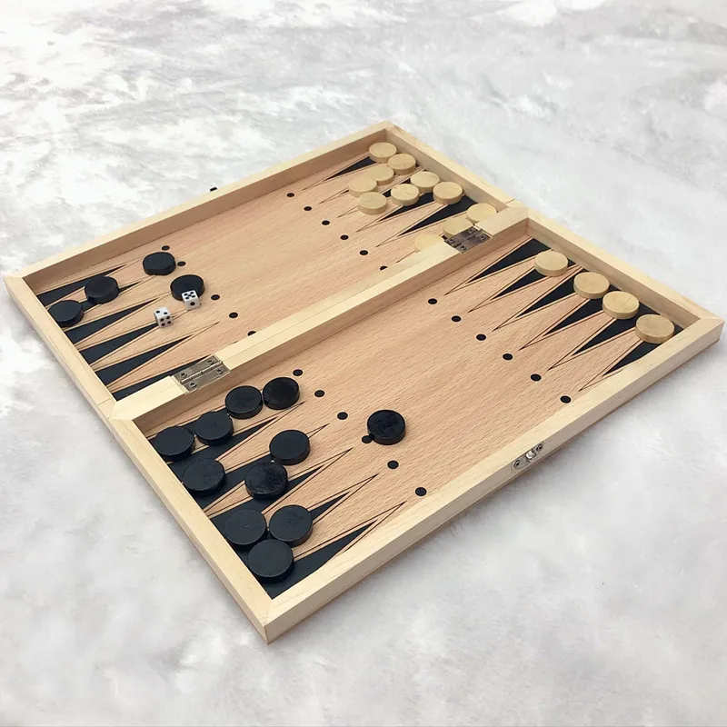 24x24CM 3in1 Chess Set Traditional Wooden Folding Wood Pieces Portable Board Game Checker For Adult Kids Gift
