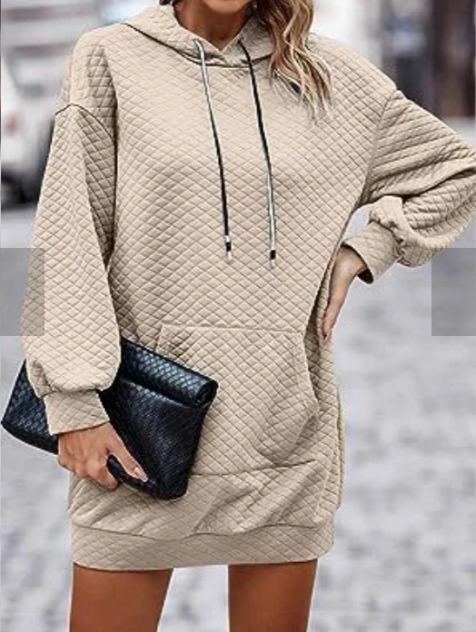 

2023 Autumn Women's Hoodies Dress Black Pocket Sweatshirt Dresses Female Warm Trendy Winter Casual Fashion Clothing Ladies