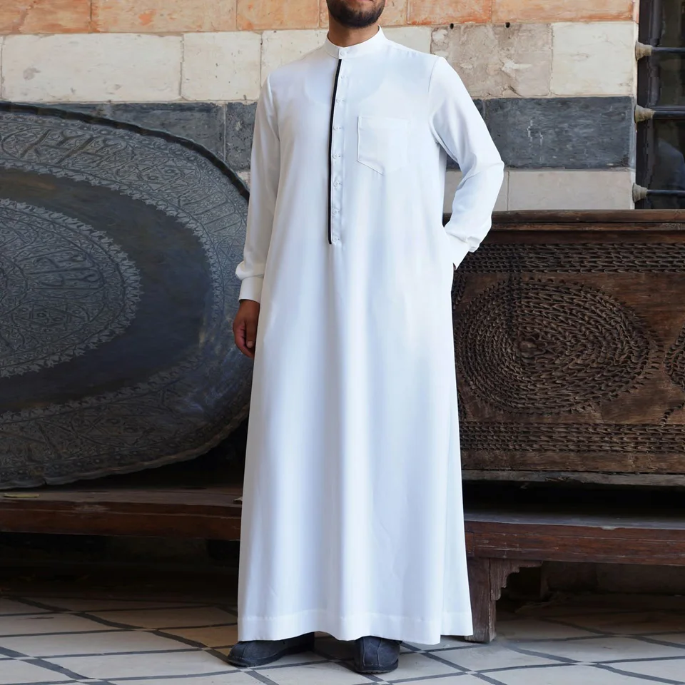 

Ramadan Gift Eid Dress Muslim Leisure Men Robe Middle East Arabian Abayas Dubai Turkish White Islamic Clothing De Moda Musulmana