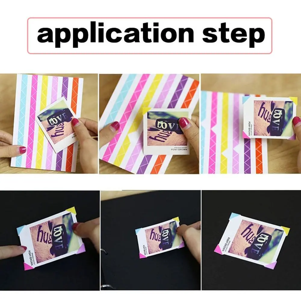 10sheets/24Pcs 다채로운 사진 코너 스크랩북 종이 수제 그림 프레임 스티커 DIY 홈 장식