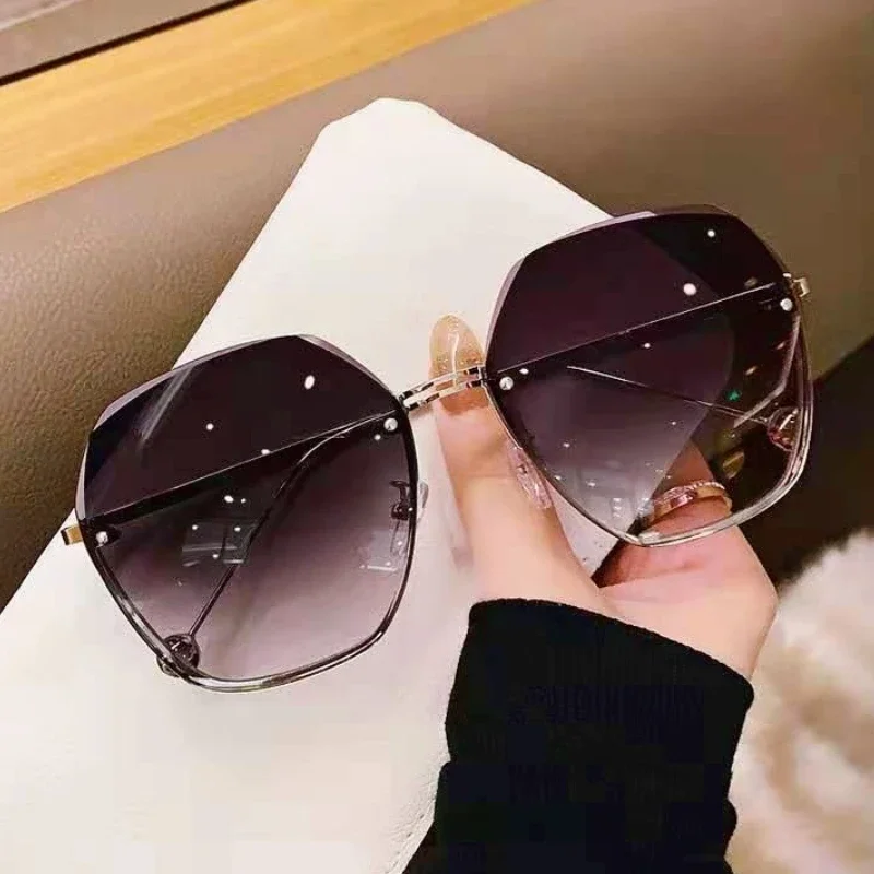 Vintage Rimless Pilot Sunglasses Women Men Retro Cutting Lens Gradient Sun Glasses UV400,vintage sunglasses,women sunglasses
