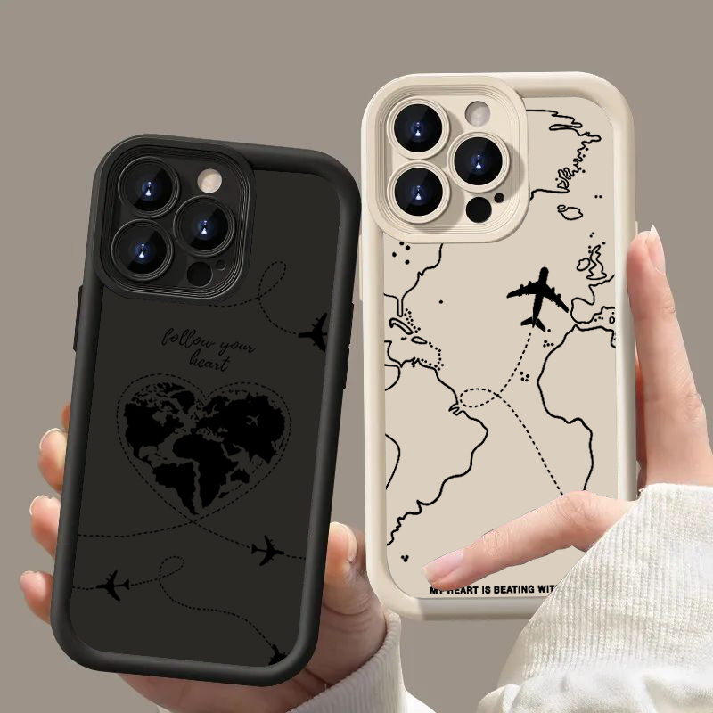 Travel-nspired Airplane Route Desian Case For Xiaomi Mi 11 Lite 5G 4G 14T 14 13T 13 12T 12 Poco X6 X5 X3 F5 F6 M6 Pro Soft Cover