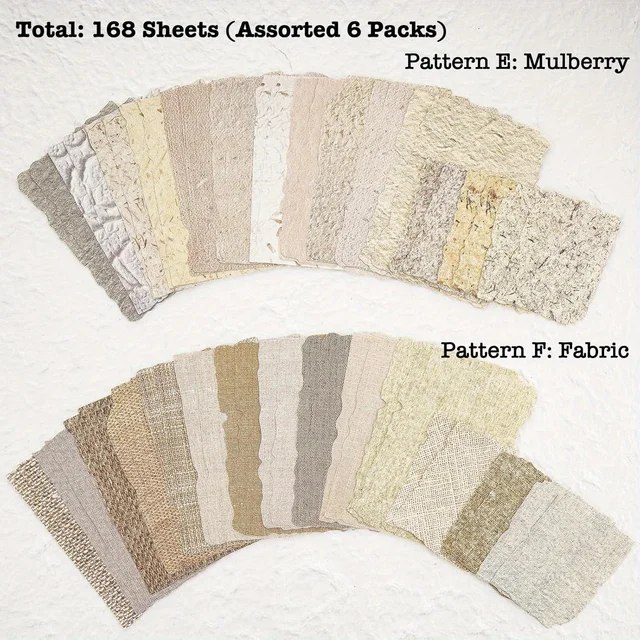 168 Sheets Scrapbook Paper and Embossed Textured Assorted Set - 6 Pack Mixed Special Paper for Scrapbooking Planner Junk Collage 4