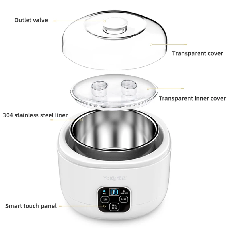 1.0L Automatic Yogurt Maker Household Multifunctional Yogurt Machine Rice Wine Natto Machine DIY Tools with Jars 220V