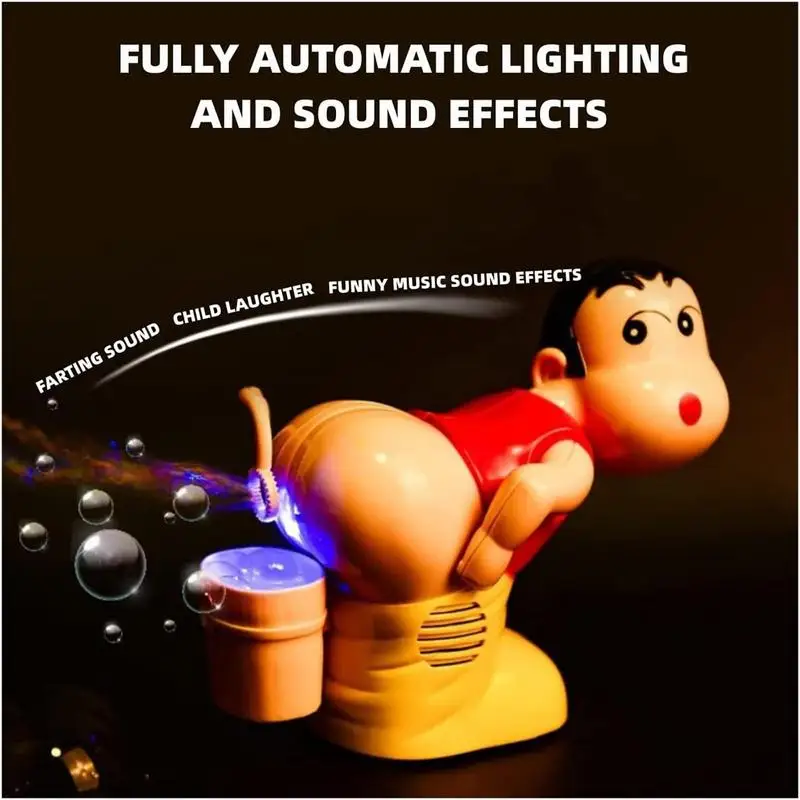 Kids Soap Bubble Blower Electric Fart Blowing Bubble Machine Music Light Toys Fully-Automatic Water Blowing Toys For Children 6